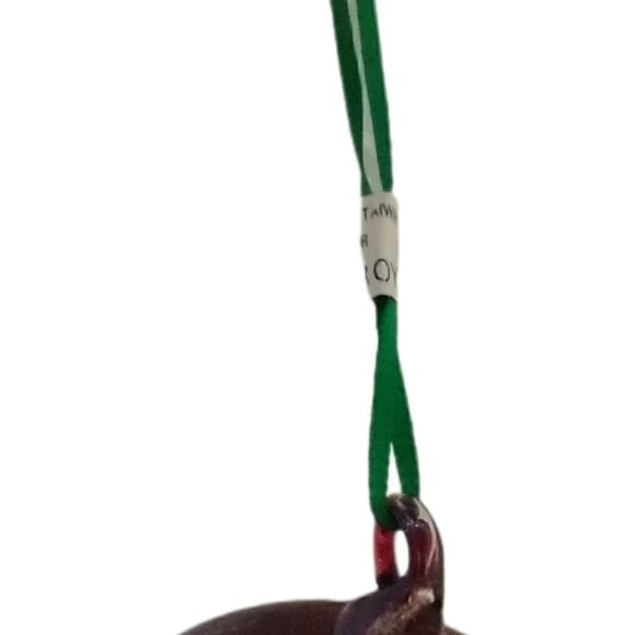 Vintage Glass Ornament Oblong Abstract Handblown Red Green Retro 70s MCM Sequins - Picture 9 of 16